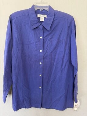 VTG Petite Sophisticated Silk/Cotton Button Up Shirt Large Dead Stock‎ SOFT